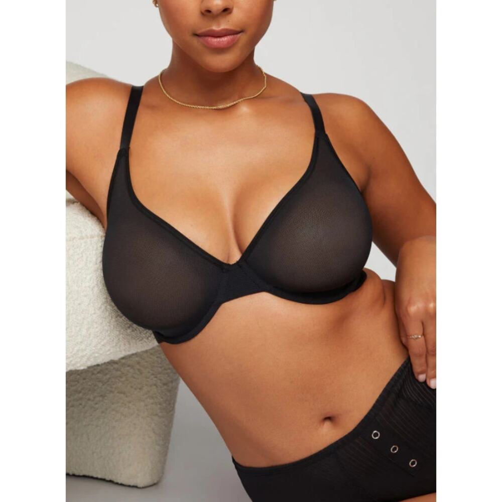 NEGATIVE Women's Sieve Demi Bra 36C Black Sheer Powermesh Underwire NWT